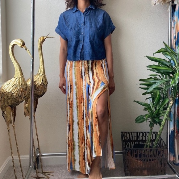 Zara Short Sleeve Denim Crop Top Button Down - Picture 1 of 6